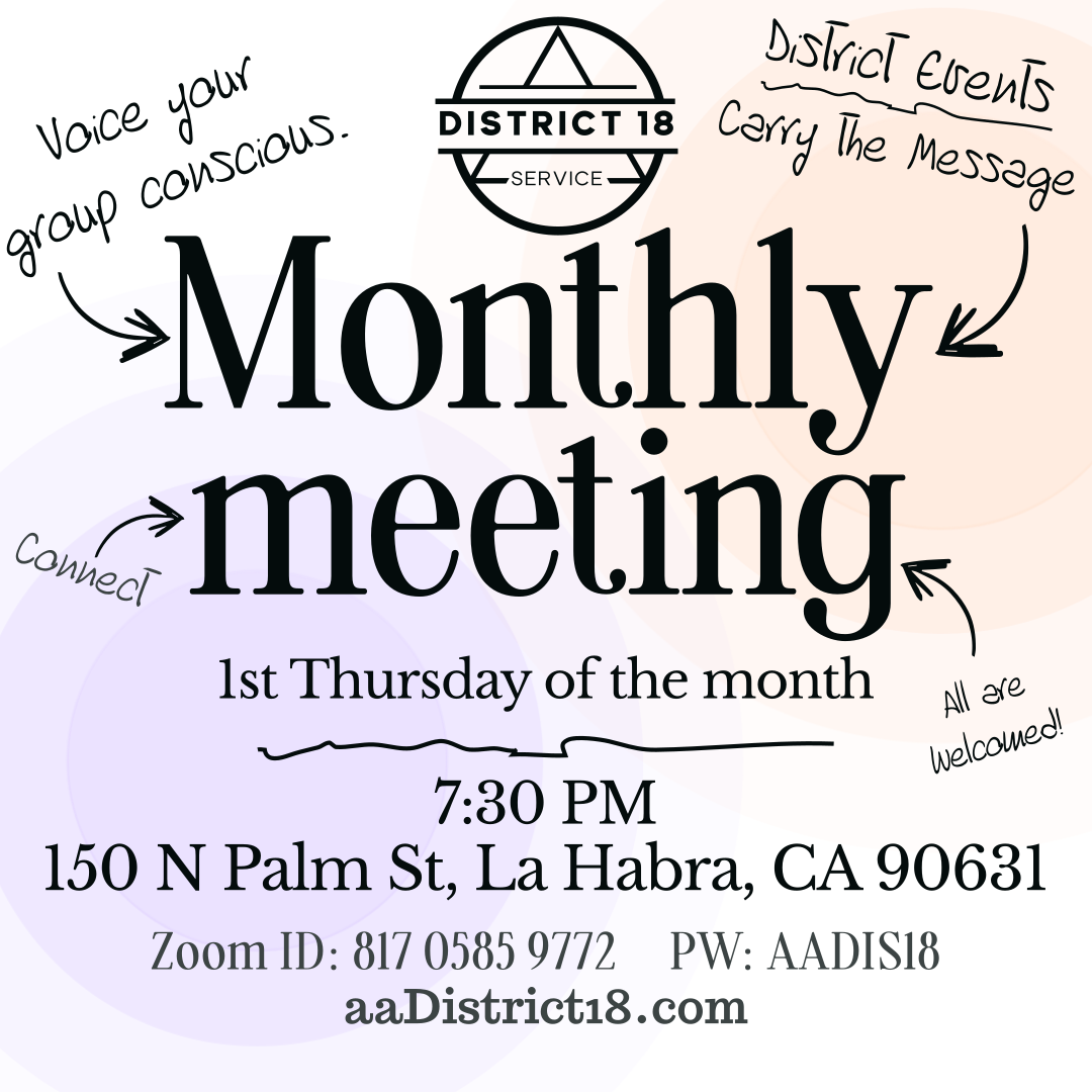 Monthly District 18 GSR Meeting